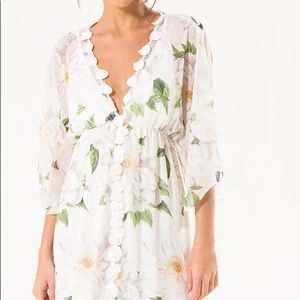 FARM Rio Sheer Floral Kaftan Maxi Coverup Dress XS